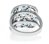 14KWG Ring w/ Blue Topazes & Diamonds - Sz 6.5